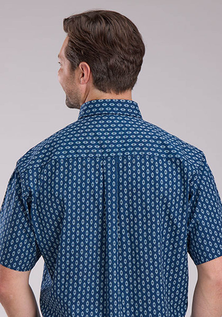MENS SHORT SLEEVE SNAP DRYBRUSH DIAMONDS WESTERN SHIRT