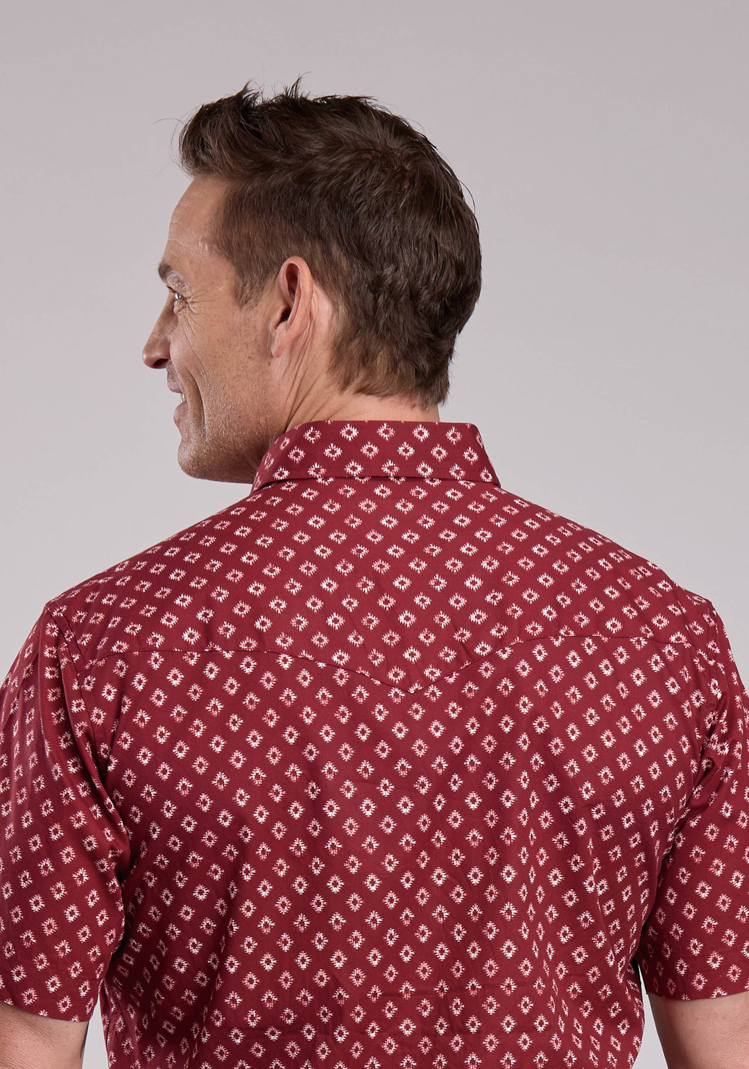 MENS ROPER DISTRESSED AZTEC TILE PRINT WESTERN SNAP SHIRT