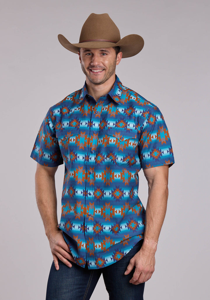 MENS ROPER SERAPE AZTECS STRIPE SHORT SLEEVE SNAP SHIRT