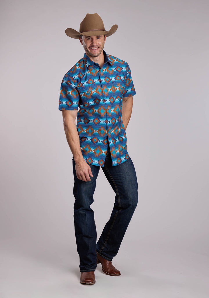 MENS ROPER SERAPE AZTECS STRIPE SHORT SLEEVE SNAP SHIRT