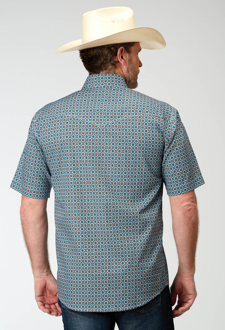 MENS SHORT SLEEVE SNAP FRONTIER FOULARD WESTERN SHIRT