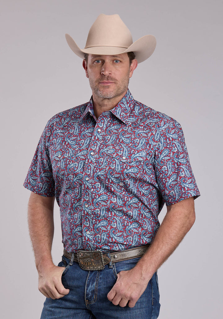 MENS ROPER BANDANA PAISLEY SHORT SLEEVE SNAP SHIRT