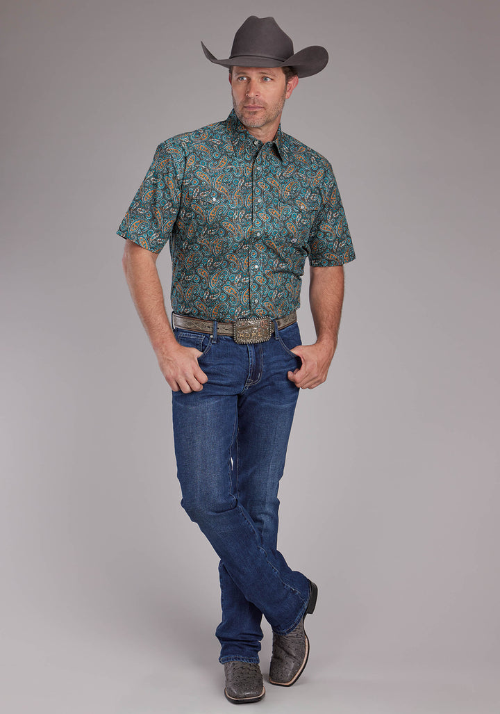 MENS DUSK PAISLEY SHORT SLEEVE SNAP WESTERN SHIRT