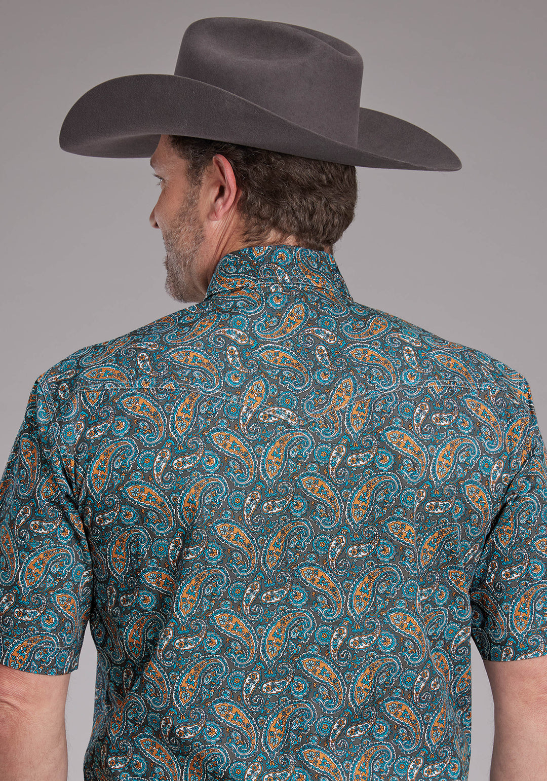 MENS DUSK PAISLEY SHORT SLEEVE SNAP WESTERN SHIRT