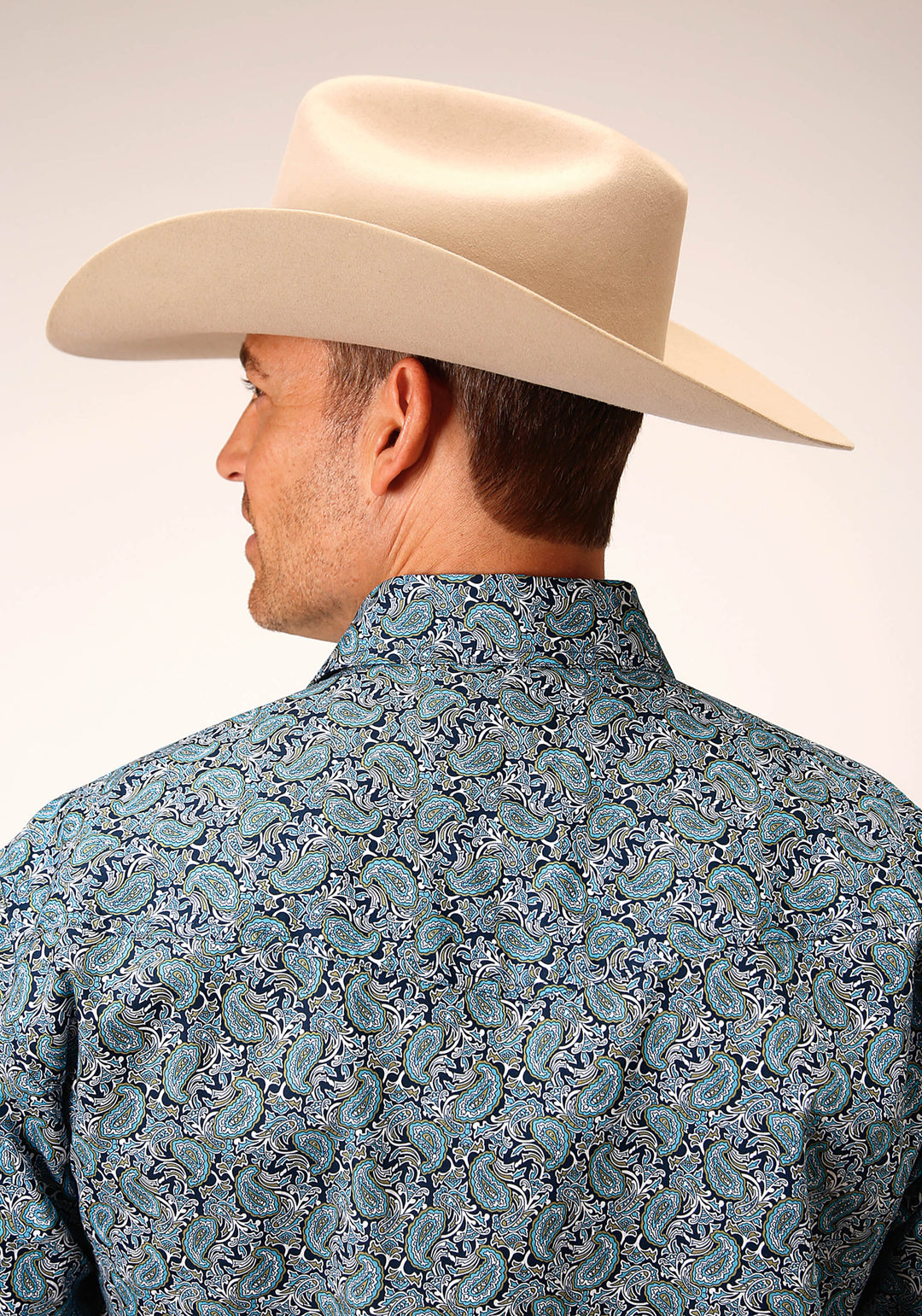 MENS SHORT SLEEVE SNAP PEACOCK PAISLEY WESTERN SHIRT