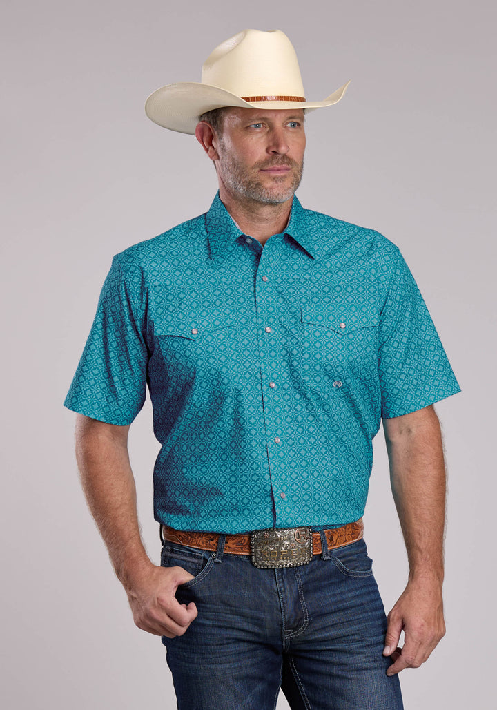 MENS ROPER WALLPAPER MEDALLION SHORT SLEEVE SNAP SHIRT