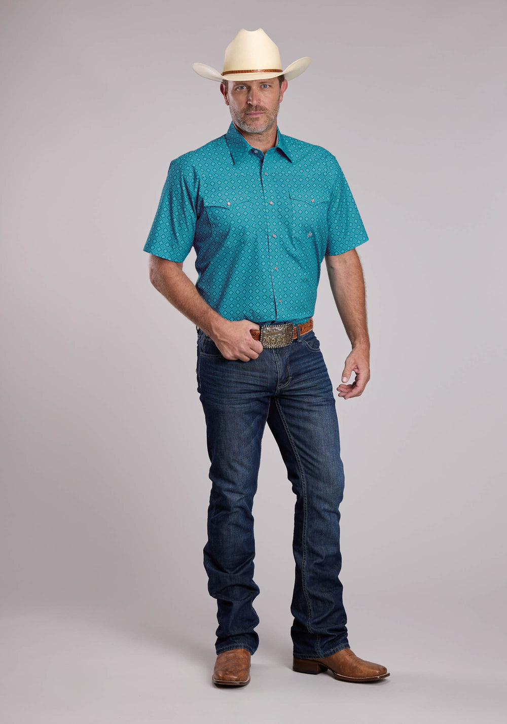 MENS ROPER WALLPAPER MEDALLION SHORT SLEEVE SNAP SHIRT