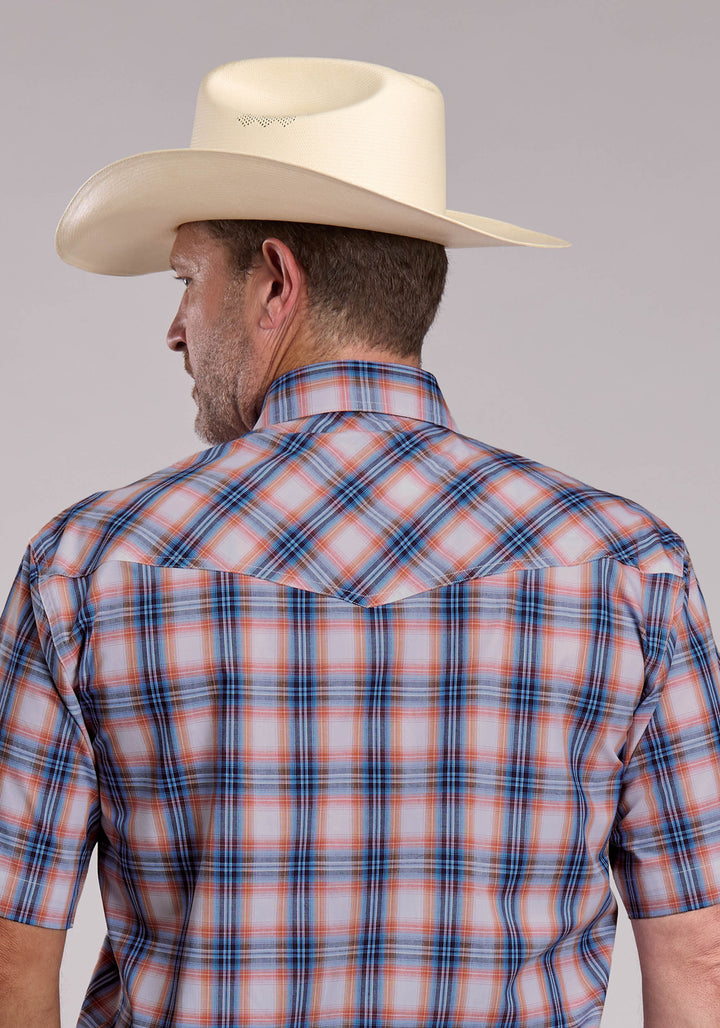 MENS ROPER BREEZY PLAID SHORT SLEEVE SNAP SHIRT