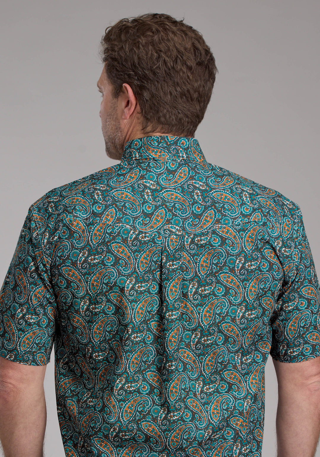 MENS DUSK PAISLEY SHORT SLEEVE BUTTON WESTERN SHIRT