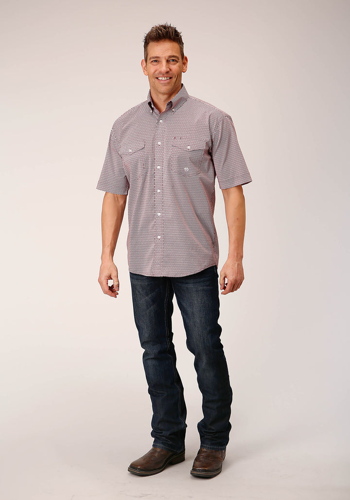 MENS SHORT SLEEVE BUTTON CLIMBING DIAMOND WESTERN SHIRT