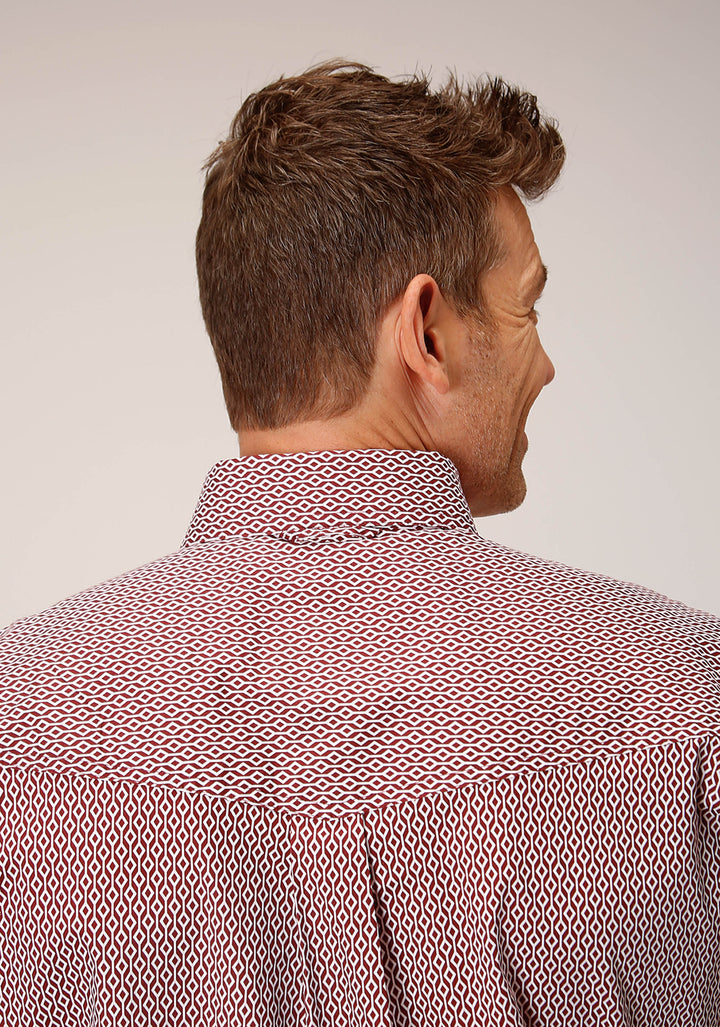 MENS SHORT SLEEVE BUTTON CLIMBING DIAMOND WESTERN SHIRT