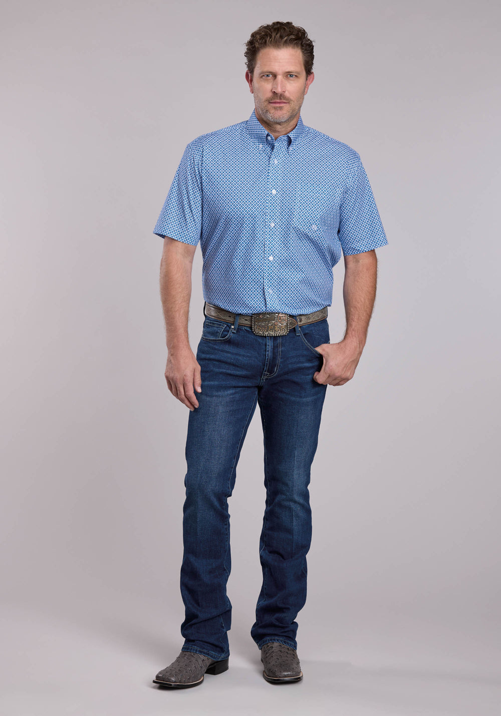 MENS ROPER PINWHEEL FOULARD SHORT SLEEVE BUTTON SHIRT