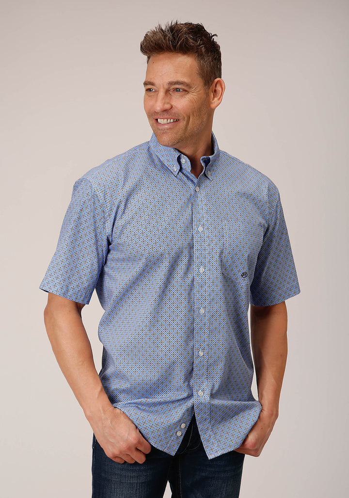 MENS SHORT SLEEVE BUTTON THISTLE FOULARD WESTERN SHIRT
