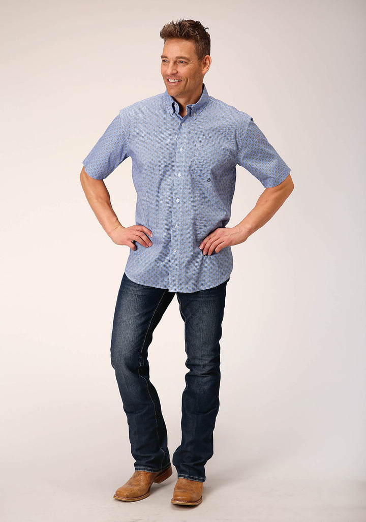 MENS SHORT SLEEVE BUTTON THISTLE FOULARD WESTERN SHIRT