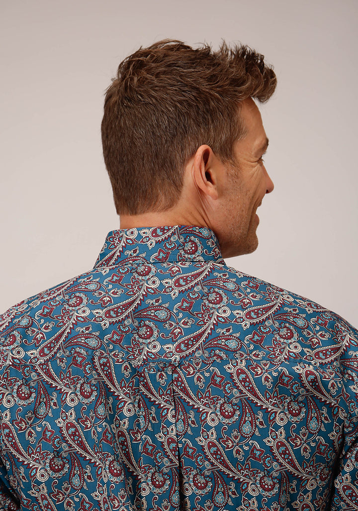 MENS SHORT SLEEVE BUTTON INDEPENDENCE FOULARD WESTERN SHIRT