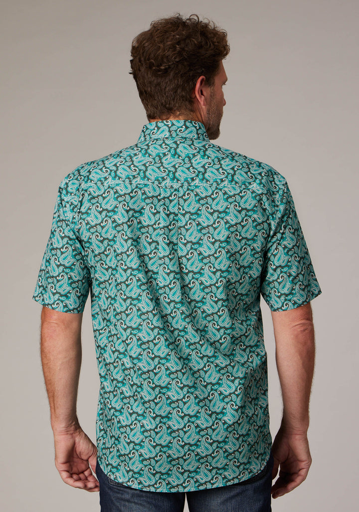 MENS JADE PAISLEY SHORT SLEEVE BUTTON WESTERN SHIRT