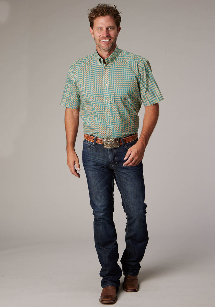 MENS SEDONA FOULARD PRINT SHORT SLEEVE BUTTON WESTERN SHIRT