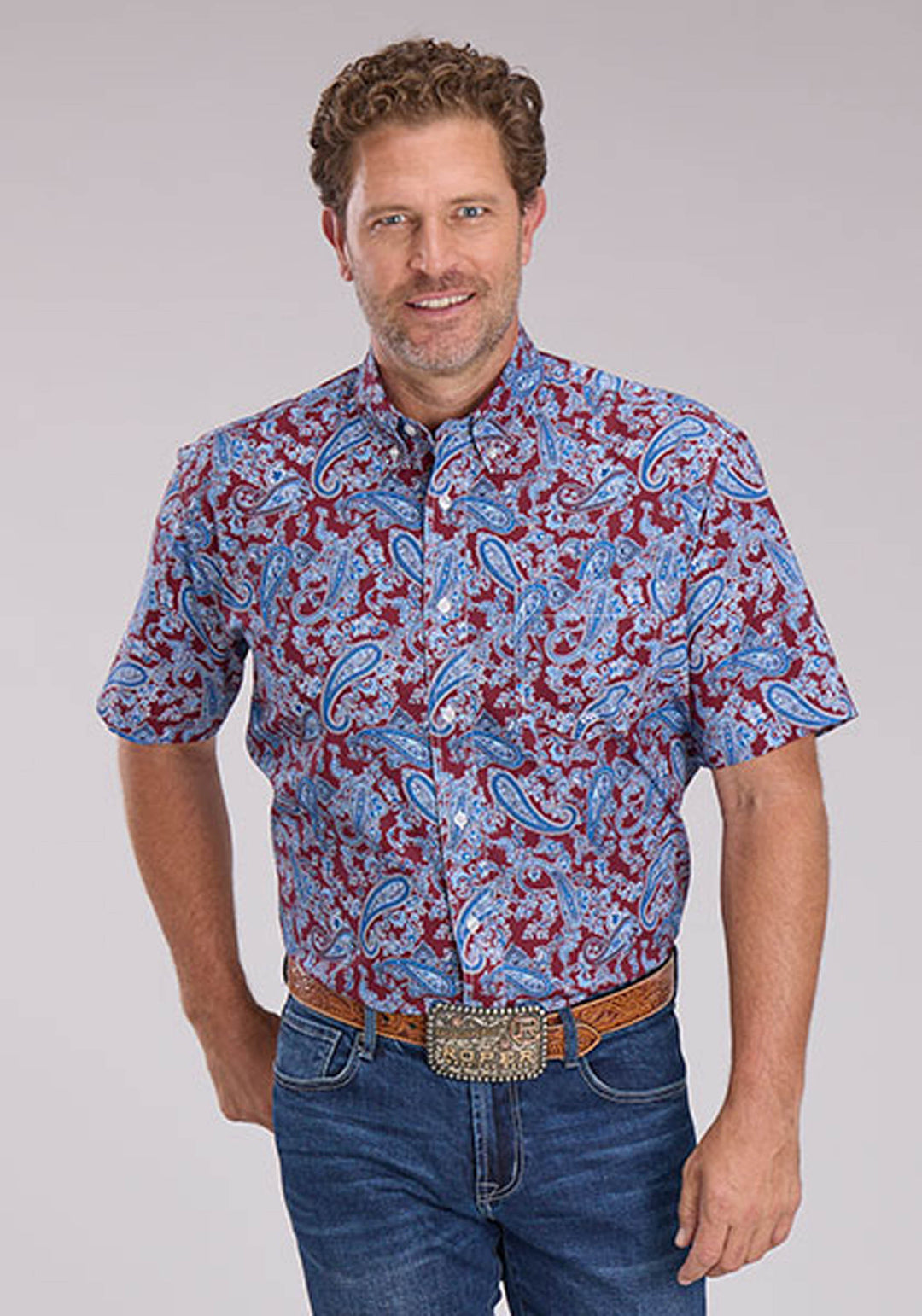 MENS HERITAGE PAISLEY SHORT SLEEVE BUTTON WESTERN SHIRT