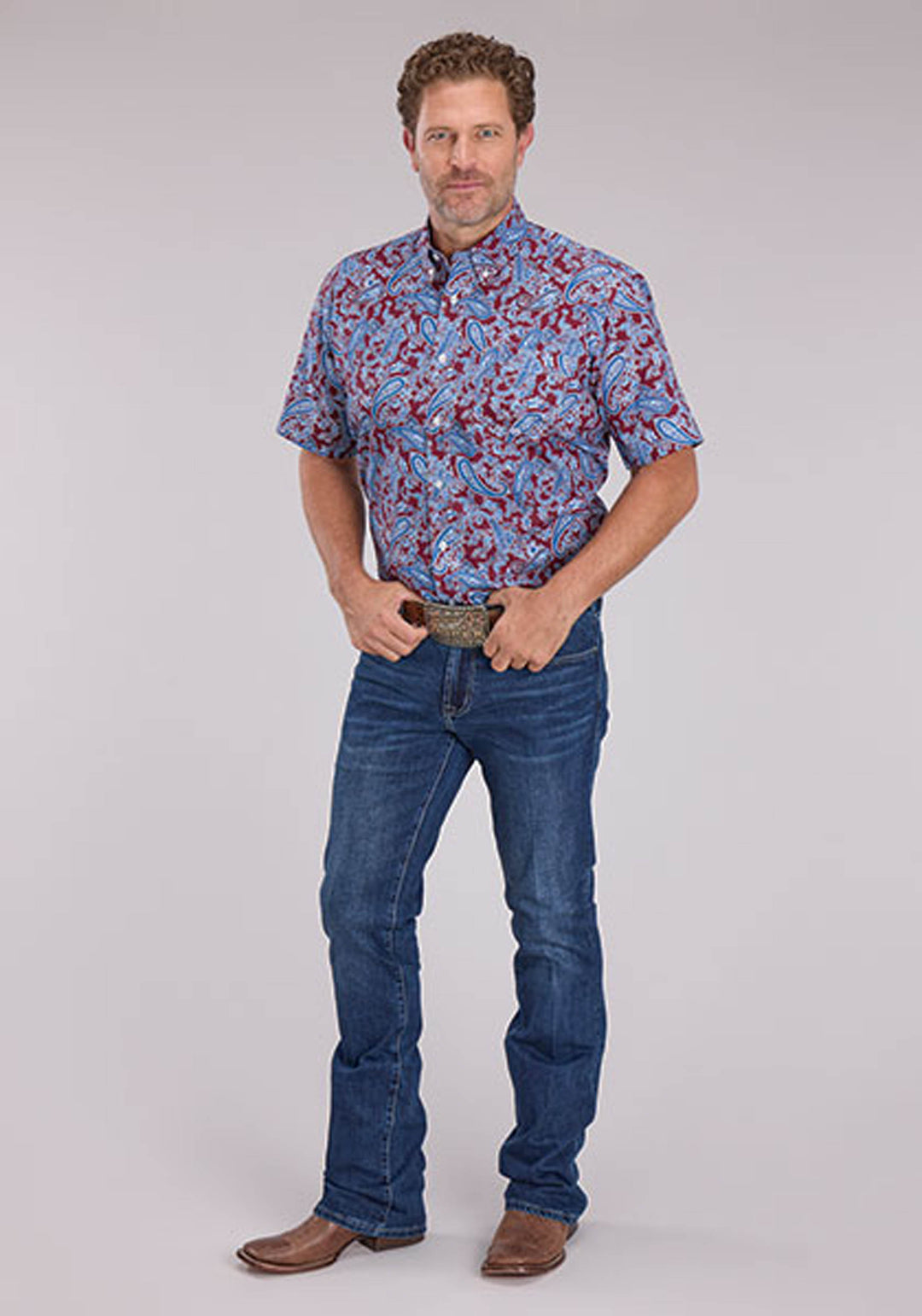 MENS HERITAGE PAISLEY SHORT SLEEVE BUTTON WESTERN SHIRT
