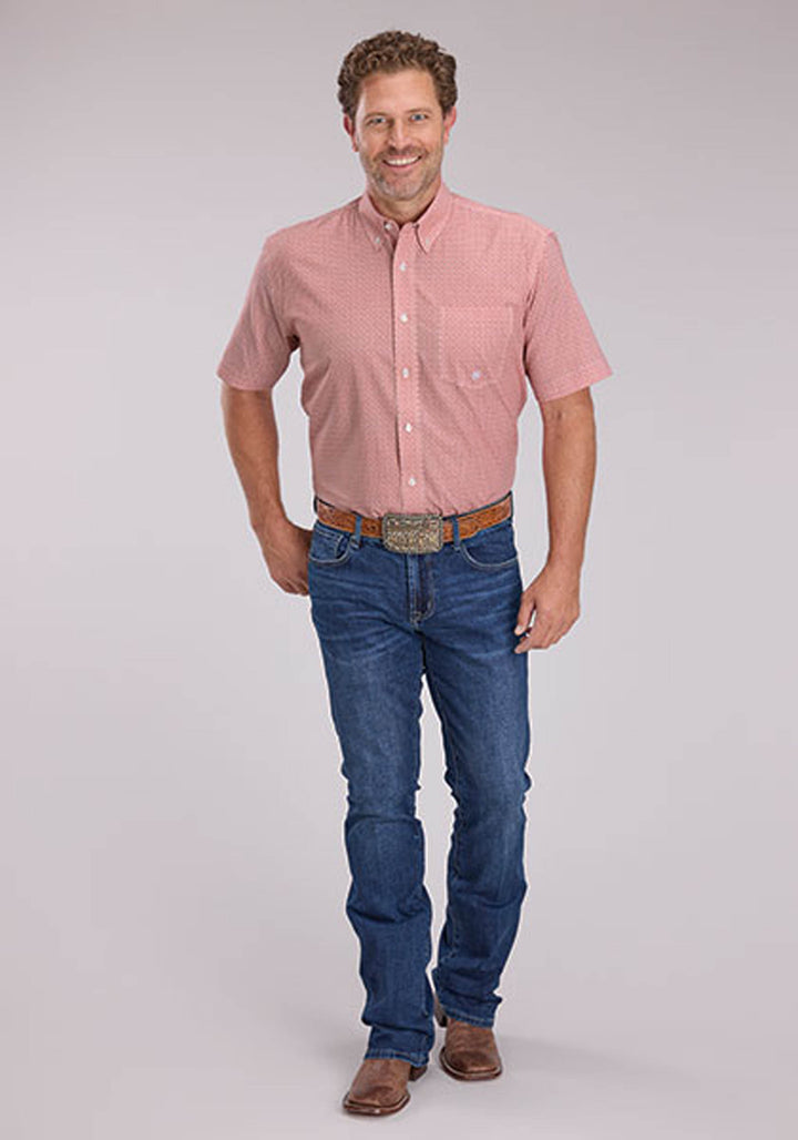 MENS SHORT SLEEVE BUTTON SALTILLO FOULARD WESTERN SHIRT