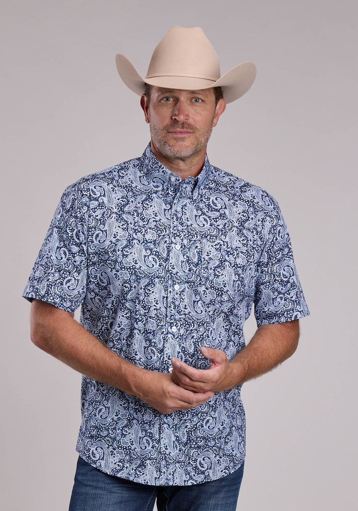 MENS ROPER WINDY PAISLEY SHORT SLEEVE BUTTON SHIRT