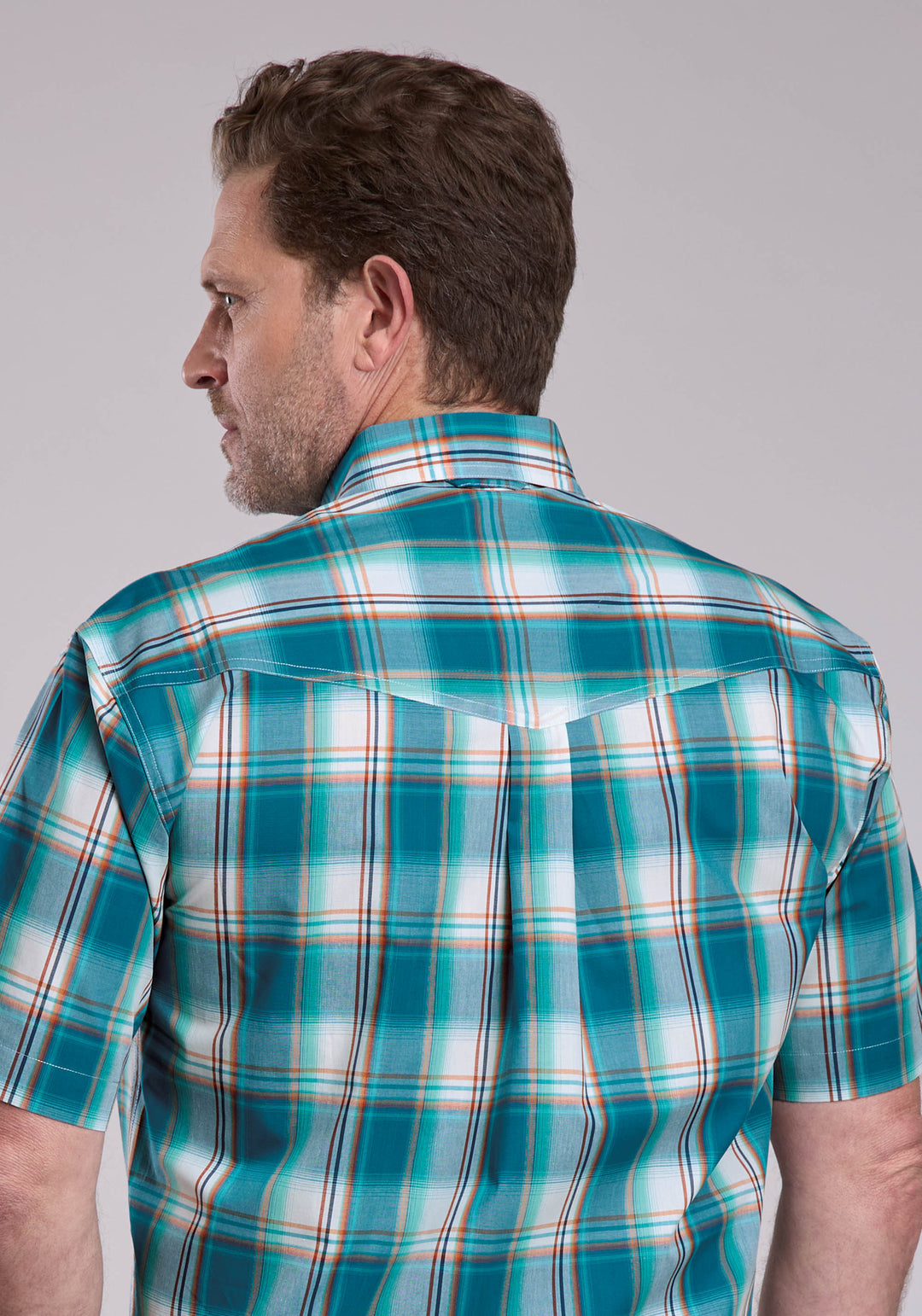 MENS ROPER SUNSET PLAID SHORT SLEEVE BUTTON SHIRT