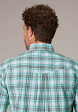MENS SHORT SLEEVE BUTTON COLD SPRINGS PLAID WESTERN SHIRT