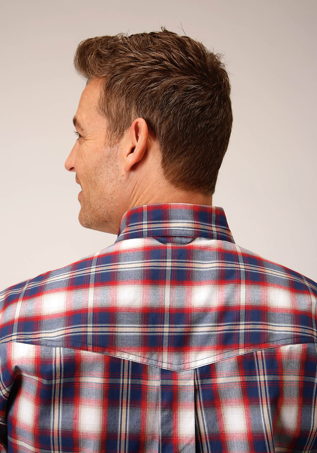 MENS SHORT SLEEVE BUTTON INDEPENDENCE PLAID WESTERN SHIRT