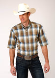 MENS SHORT SLEEVE BUTTON COUNTRY ROAD OMBRE WESTERN SHIRT