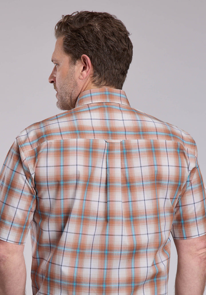 MENS ROPER SALTILLO PLAID SHORT SLEEVE BUTTON SHIRT