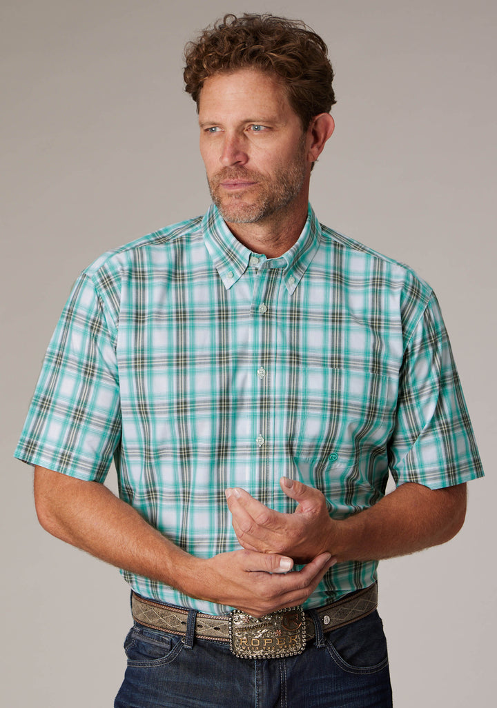 MENS COLD SPRINGS PLAID SHORT SLEEVE BUTTON WESTERN SHIRT