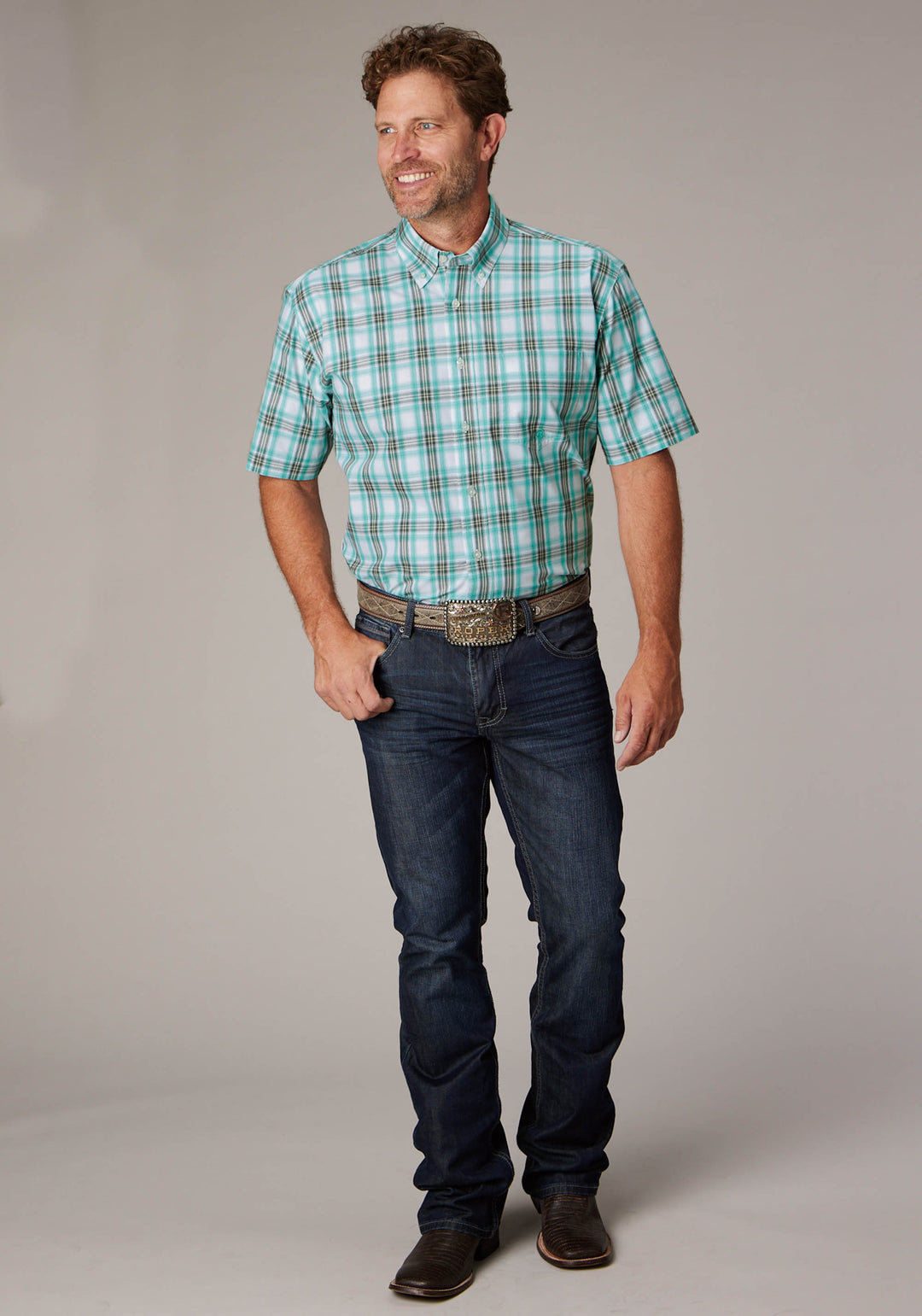 MENS COLD SPRINGS PLAID SHORT SLEEVE BUTTON WESTERN SHIRT