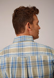 MENS SHORT SLEEVE BUTTON SANDY PLAID WESTERN SHIRT