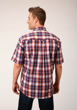 MENS SHORT SLEEVE BUTTON INDEPENDENCE PLAID WESTERN SHIRT