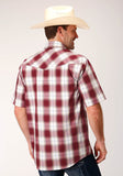 MENS SHORT SLEEVE SNAP RED OMBRE WESTERN SHIRT - TALL FIT