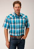 MENS SHORT SLEEVE SNAP DEEP POOL OMBRE WESTERN SHIRT - TALL FIT