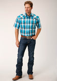 MENS SHORT SLEEVE SNAP DEEP POOL OMBRE WESTERN SHIRT - TALL FIT