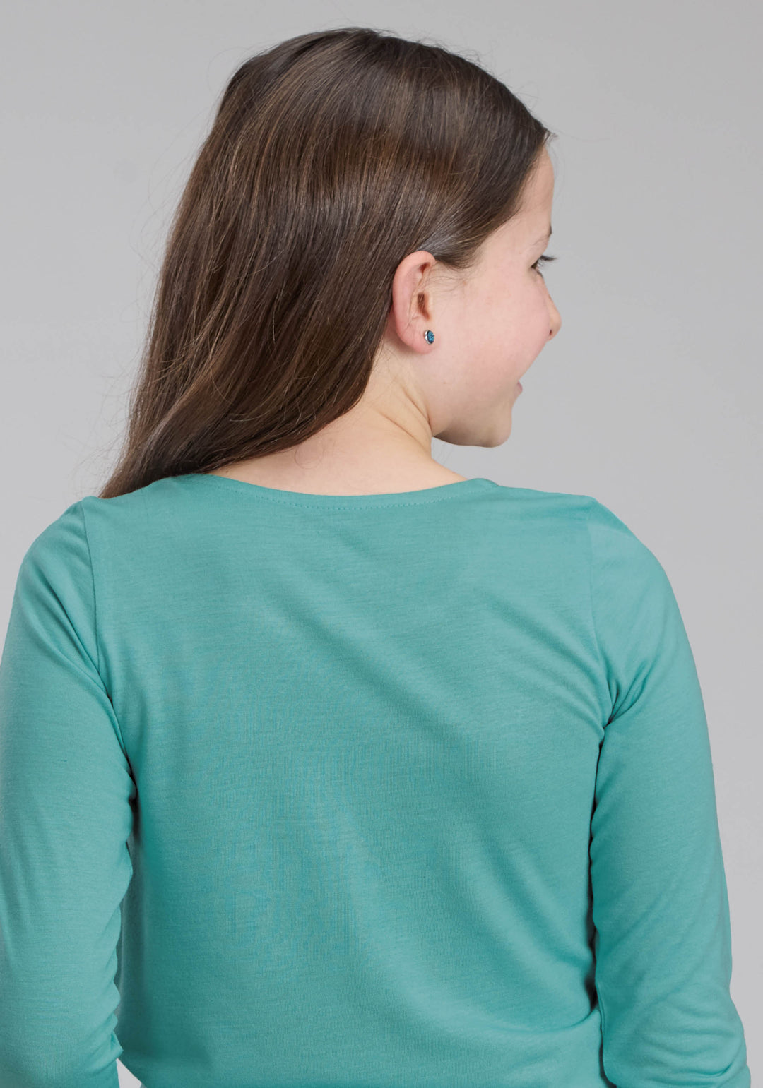 GIRLS POLY RAYON SCOOP NECK TEE LONG SLEEVE PULLOVER WESTERN SHIRT