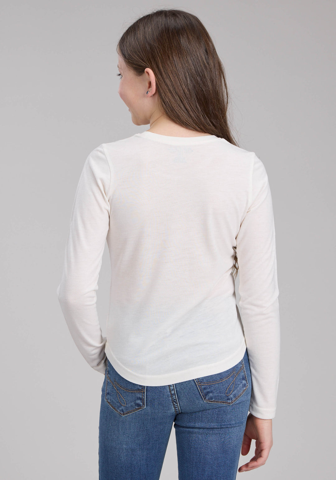 GIRLS POLY RAYON SCOOP NECK TEE LONG SLEEVE PULLOVER WESTERN SHIRT