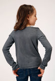 GIRLS LONG SLEEVE KNIT POLY RAYON HEATHER GREY JERSEY T T-SHIRT