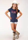 GIRLS SHORT SLEEVE KNIT POLY RAYON NAVY BLUE SHORT SLEEVE  RAGLAN T T-SHIRT