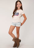 GIRLS SHORT SLEEVE KNIT POLY RAYON CREAM SHORT SLEEVE  T T-SHIRT