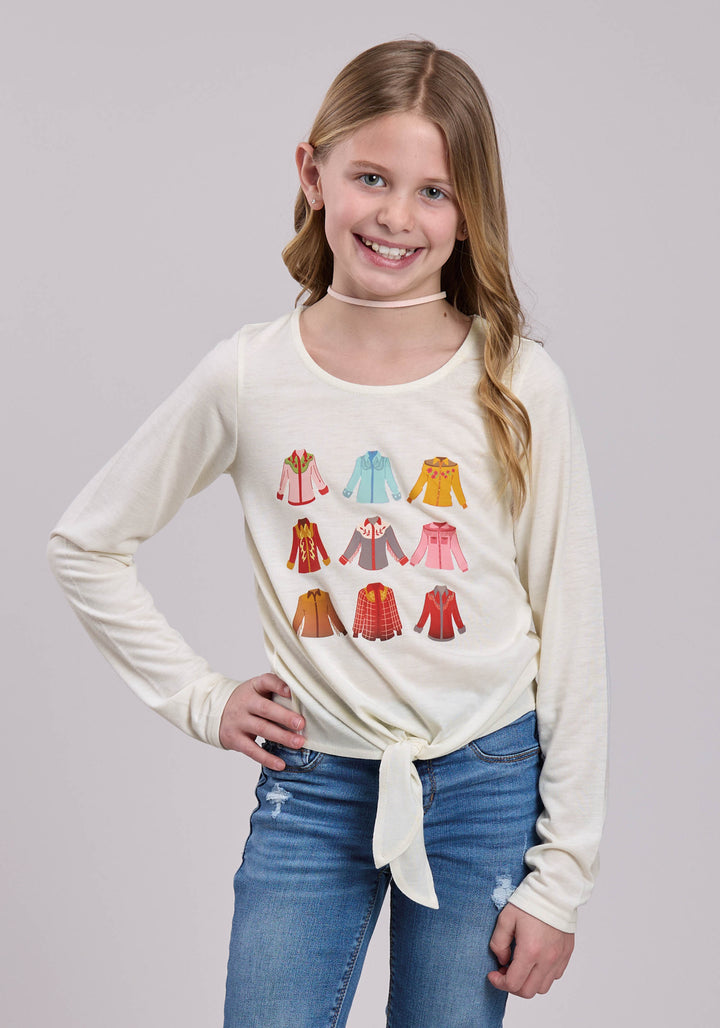 GIRLS LONG SLEEVE PULLOVER POLY RAYON LS JERSEY TEE WESTERN SHIRT