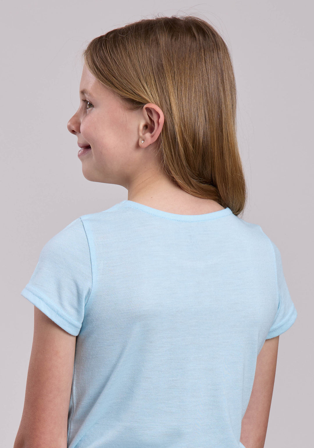 GIRLS ROPER LIGHT BLUE CREW NECK TEE SHORT SLEEVE SHIRT