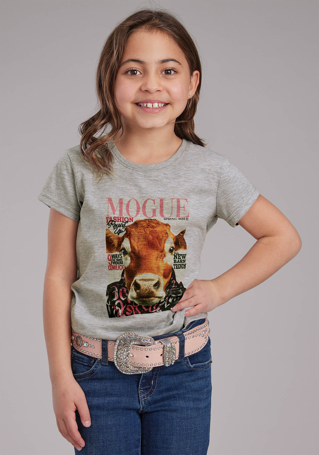 GIRLS COTTON POLY JERSEY SS TEE SHORT SLEEVE PULLOVER WESTERN SHIRT