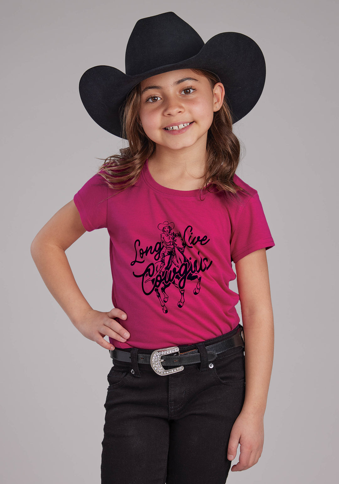 GIRLS POLY RAYON JERSEY SS TEE SHORT SLEEVE PULLOVER WESTERN SHIRT