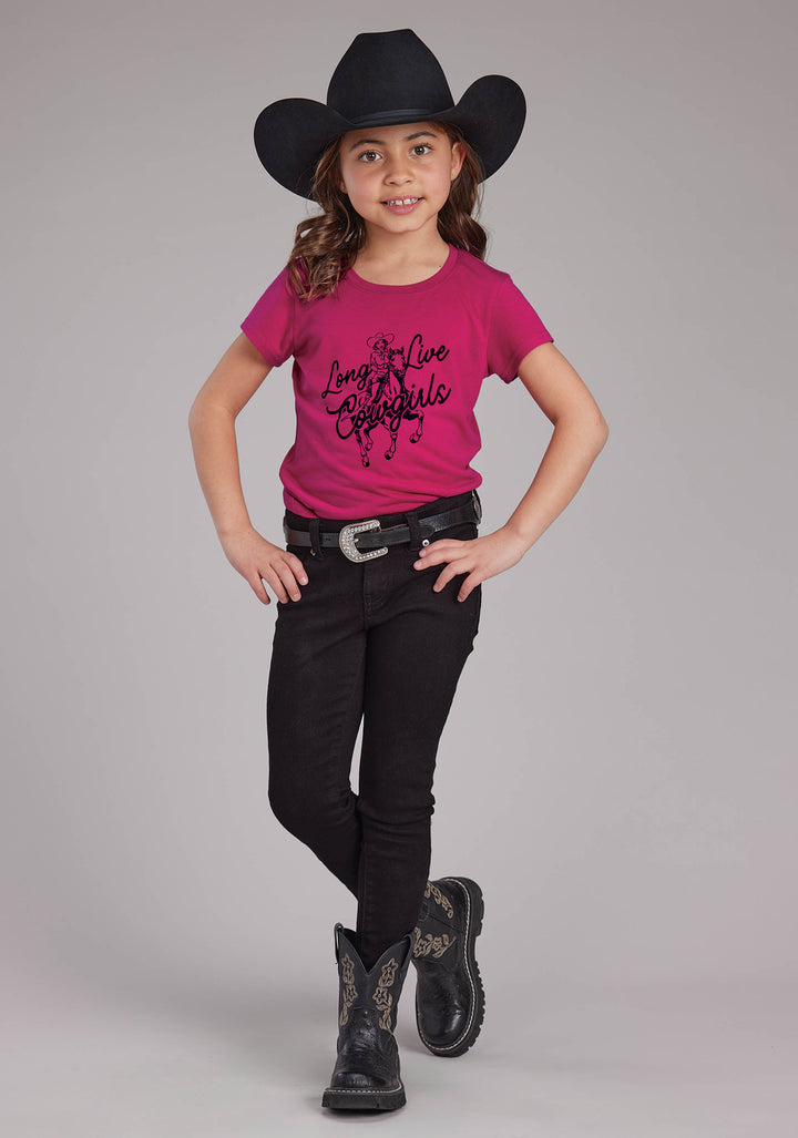 GIRLS POLY RAYON JERSEY SS TEE SHORT SLEEVE PULLOVER WESTERN SHIRT