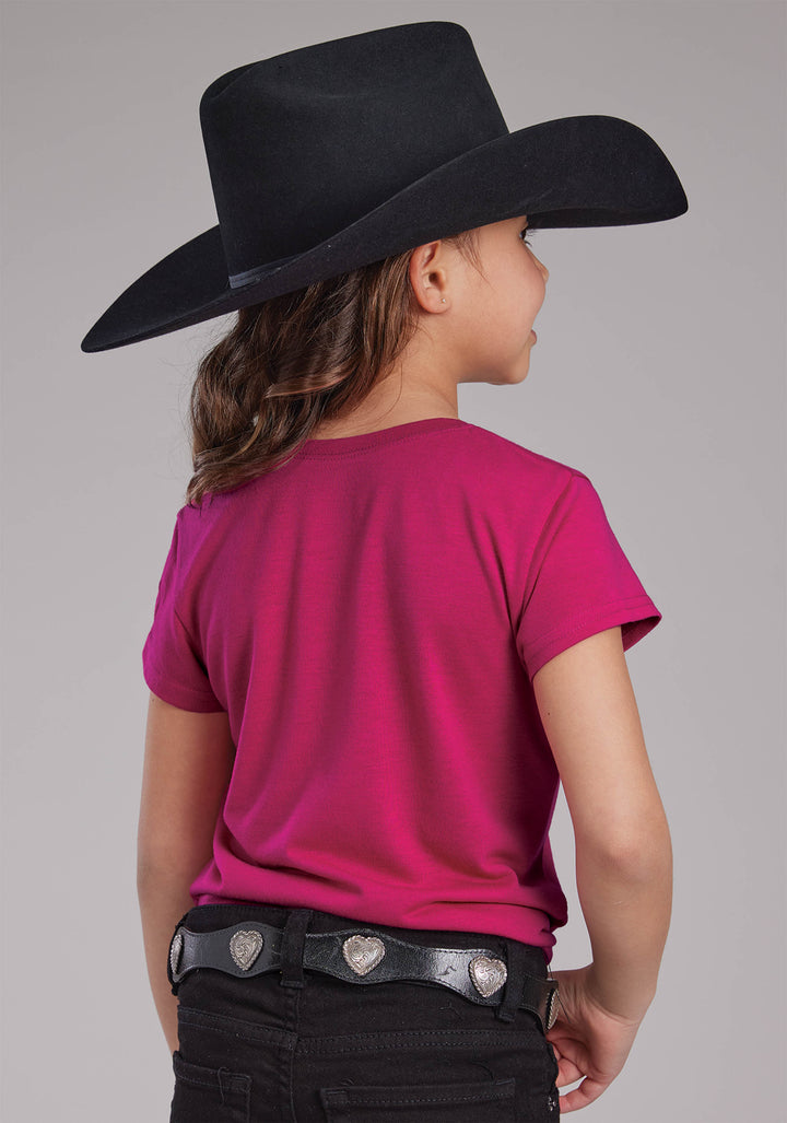 GIRLS POLY RAYON JERSEY SS TEE SHORT SLEEVE PULLOVER WESTERN SHIRT