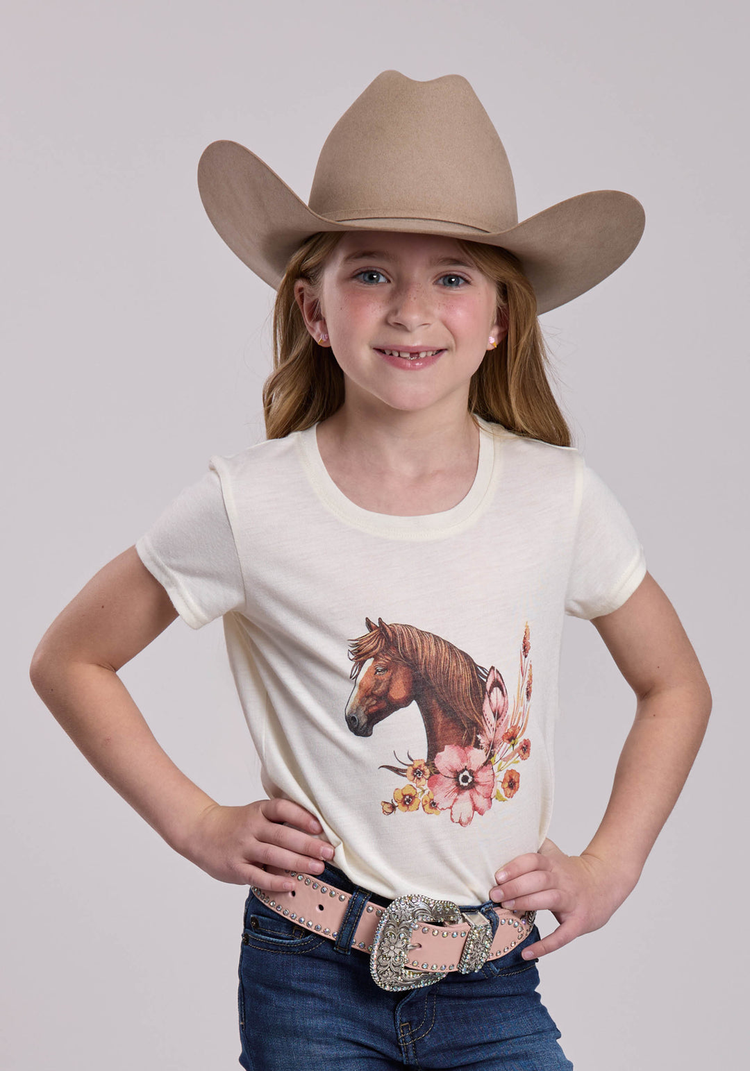 GIRLS ROPER POLY RAYON JERSEY CREW NECK SHORT SLEEVE SHIRT