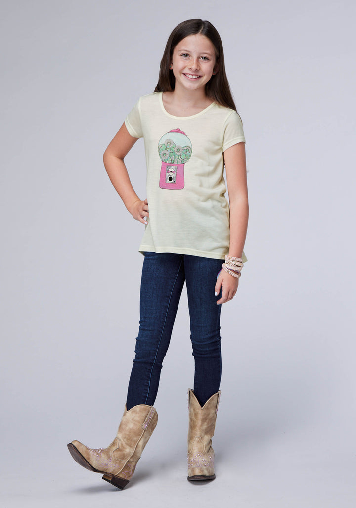 GIRLS POLY RAYON KNIT JERSEY SWING TEE SHORT SLEEVE PULLOVER WESTERN SHIRT